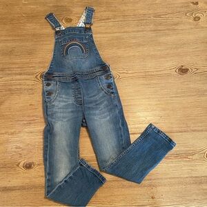 Mini Boden Denim Overalls with Rainbow Patch